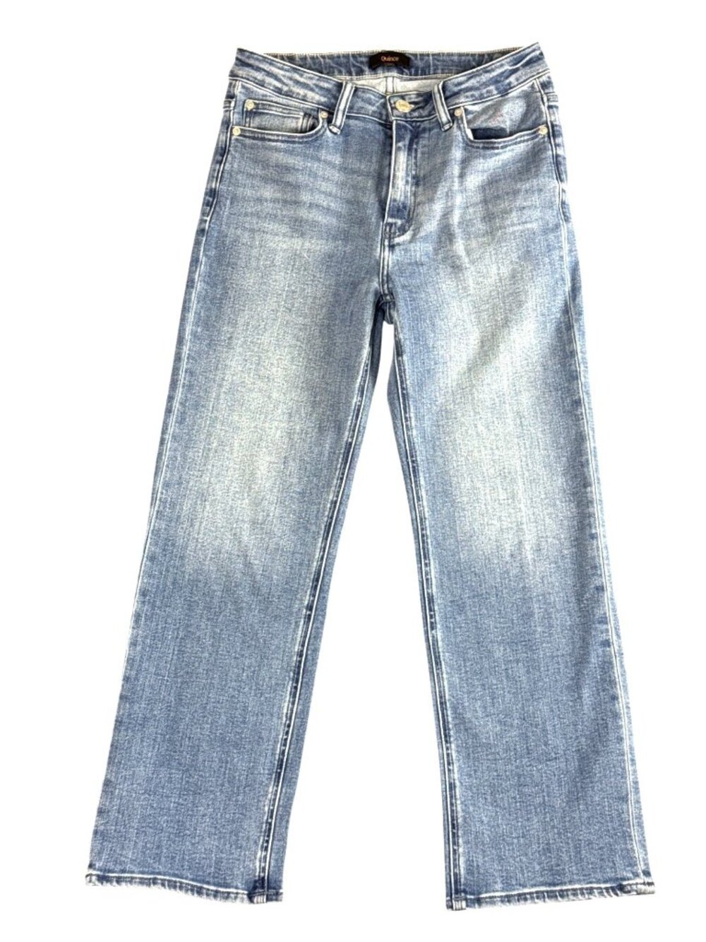 Quince Bella Stretch Straight Jeans 27 Seaside Blue High Rise Organic Cotton